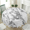White Gray Marble Print Waterproof Round Tablecloth