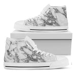 White Gray Marble Print White High Top Sneakers