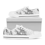White Gray Marble Print White Low Top Sneakers