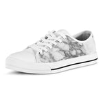 White Gray Marble Print White Low Top Sneakers