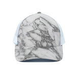 White Gray Marble Print White Mesh Trucker Cap