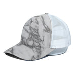 White Gray Marble Print White Mesh Trucker Cap
