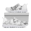 White Gray Marble Print White Running Shoes