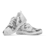 White Gray Marble Print White Running Shoes