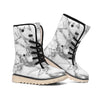 White Gray Marble Print Winter Boots