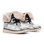 White Gray Marble Print Winter Boots