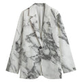 White Gray Marble Print Women's Blazer