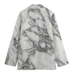 White Gray Marble Print Women's Blazer