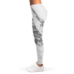 White Gray Marble Print Women's Leggings