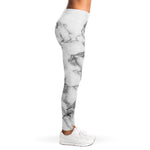 White Gray Marble Print Women's Leggings