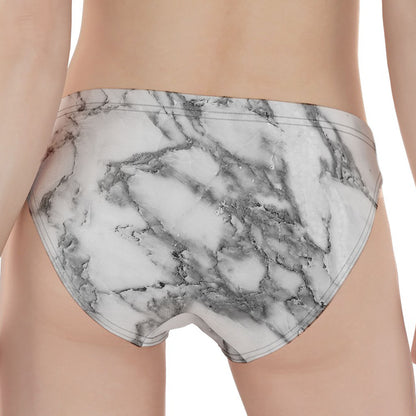 White Gray Marble Print Women's Panties