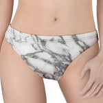 White Gray Marble Print Women's Thong