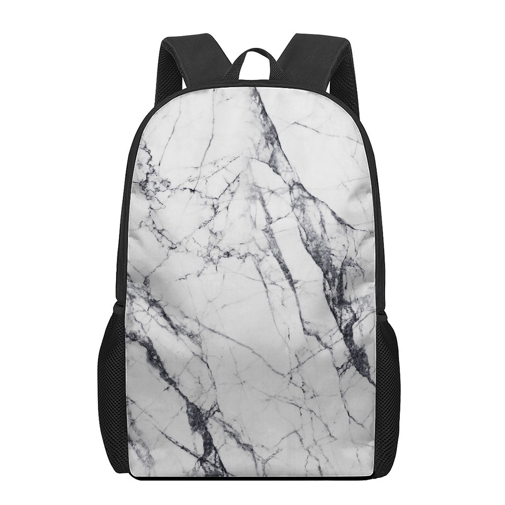 White Gray Scratch Marble Print 17 Inch Backpack