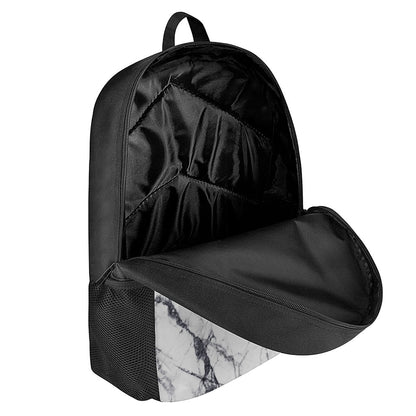 White Gray Scratch Marble Print 17 Inch Backpack