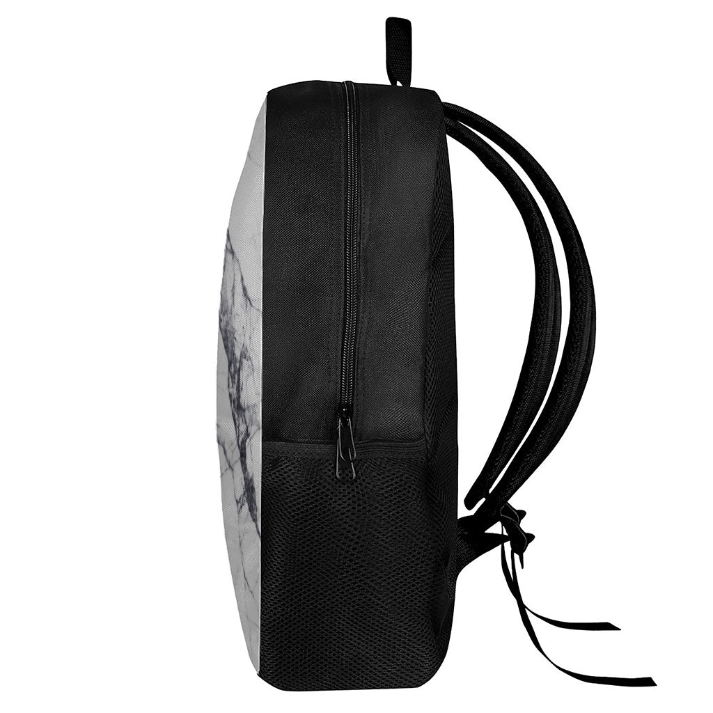 White Gray Scratch Marble Print 17 Inch Backpack