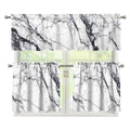 White Gray Scratch Marble Print 3 Piece Kitchen Curtains