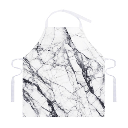 White Gray Scratch Marble Print Adjustable Apron