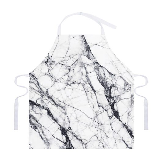 White Gray Scratch Marble Print Adjustable Apron