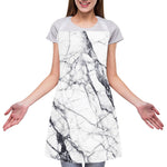 White Gray Scratch Marble Print Adjustable Apron