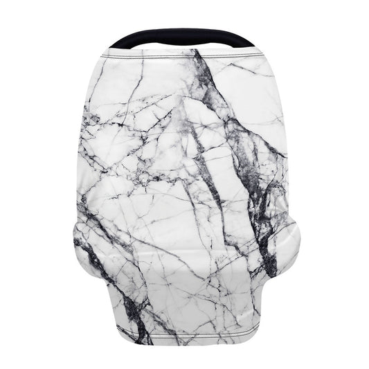 White Gray Scratch Marble Print Baby Seat Cover