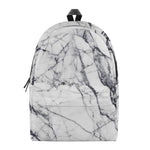 White Gray Scratch Marble Print Backpack