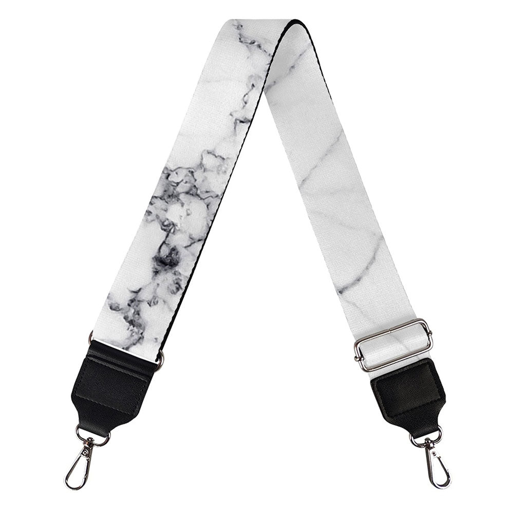White Gray Scratch Marble Print Bag Strap