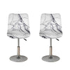 White Gray Scratch Marble Print Bar Stool Covers