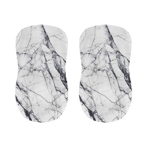 White Gray Scratch Marble Print Bar Stool Covers