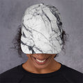 White Gray Scratch Marble Print Baseball Cap