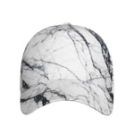 White Gray Scratch Marble Print Baseball Cap