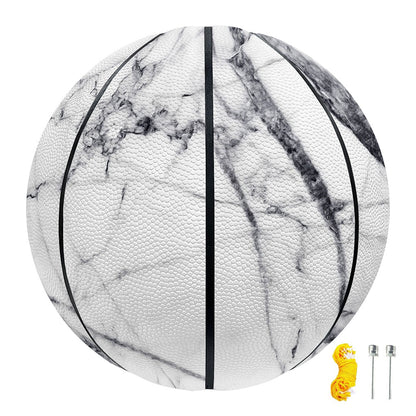 White Gray Scratch Marble Print Basketball