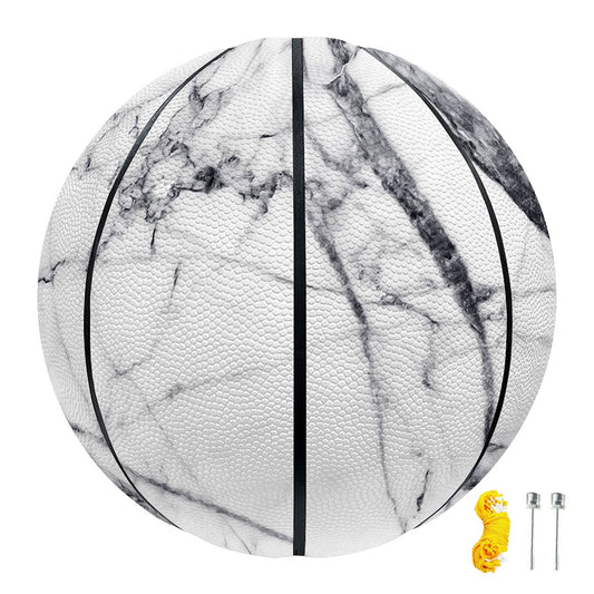White Gray Scratch Marble Print Basketball
