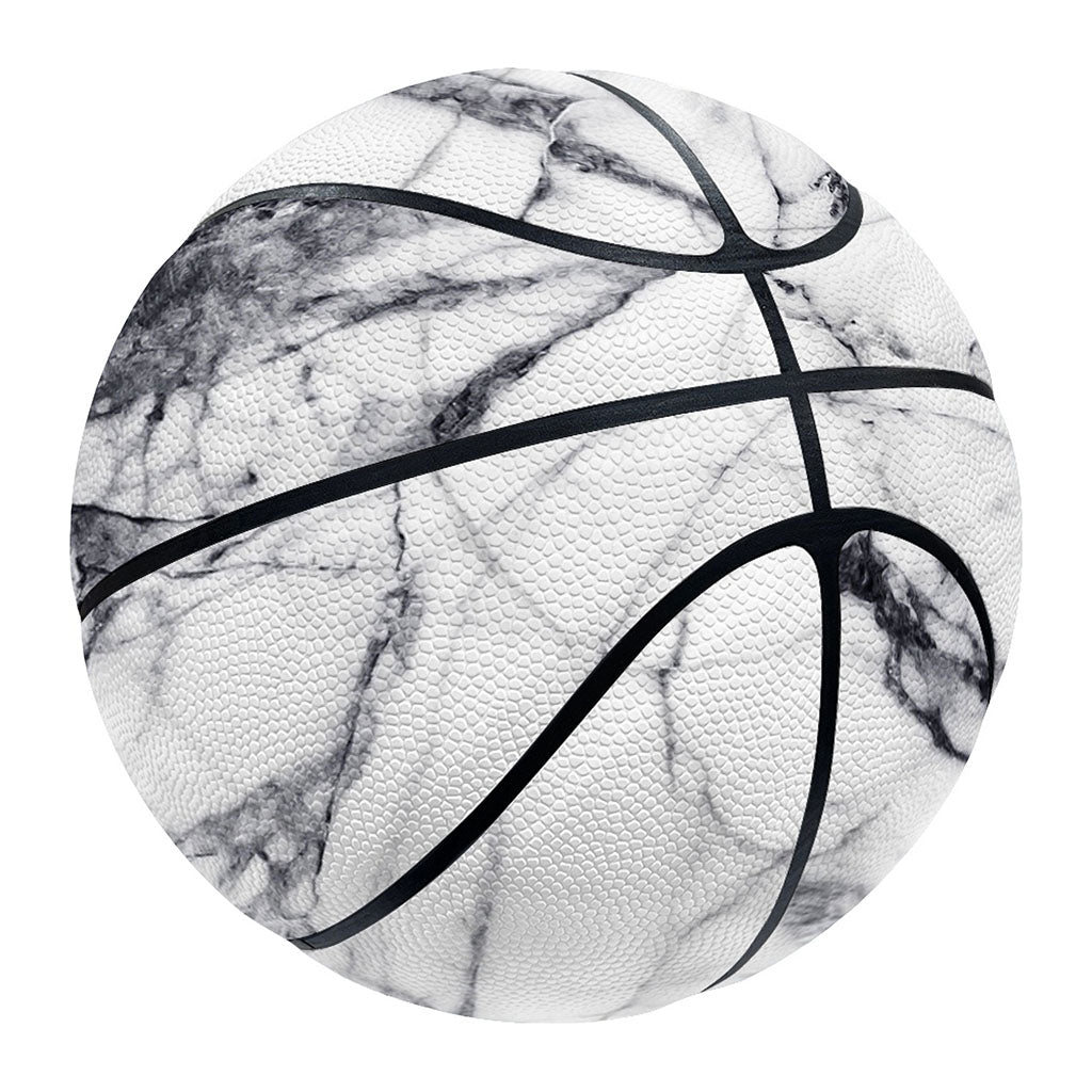 White Gray Scratch Marble Print Basketball