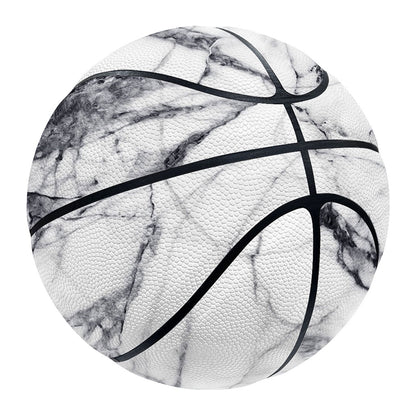 White Gray Scratch Marble Print Basketball