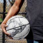 White Gray Scratch Marble Print Basketball