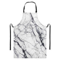 White Gray Scratch Marble Print Bib Apron With Pocket