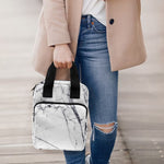 White Gray Scratch Marble Print Bible Tote Bag