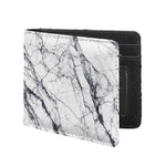 White Gray Scratch Marble Print Bifold Wallet