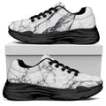 White Gray Scratch Marble Print Black Chunky Shoes