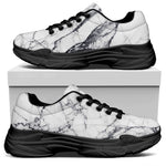 White Gray Scratch Marble Print Black Chunky Shoes