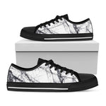 White Gray Scratch Marble Print Black Low Top Sneakers