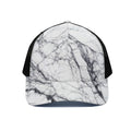 White Gray Scratch Marble Print Black Mesh Trucker Hat