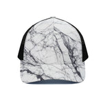 White Gray Scratch Marble Print Black Mesh Trucker Cap
