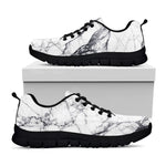 White Gray Scratch Marble Print Black Running Shoes
