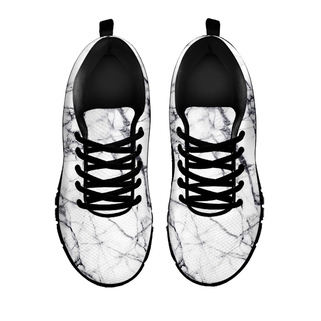 White Gray Scratch Marble Print Black Running Shoes