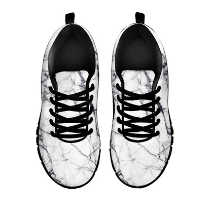 White Gray Scratch Marble Print Black Running Shoes