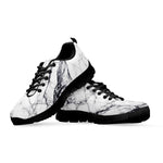 White Gray Scratch Marble Print Black Running Shoes