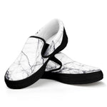 White Gray Scratch Marble Print Black Slip On Sneakers