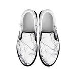 White Gray Scratch Marble Print Black Slip On Sneakers