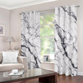 White Gray Scratch Marble Print Dimout Grommet Curtains